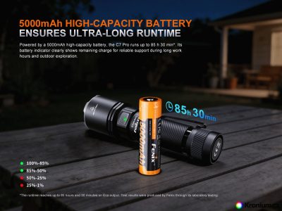 FENIX C7 PRO Rechargeable Flashlight 4600 LM – Black - obrazek 3