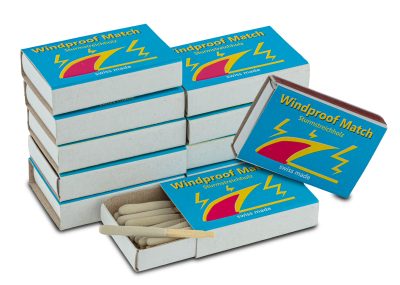 Lot de 10 boîtes de 20 allumettes tempête - Lot de 10 boîtes