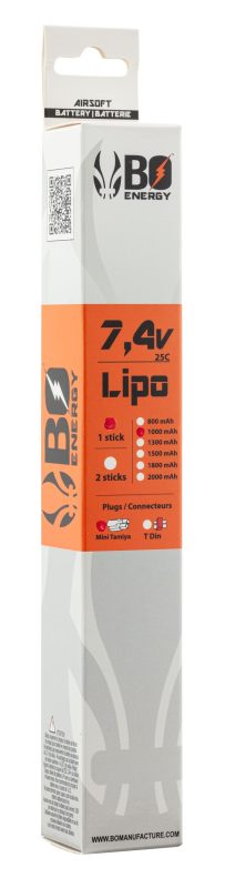 1 stick batterie Lipo 2S 7.4V 1000mAh 25C - 1 stick - 1000mAh 25C - Mini Tamyia - obrazek 3