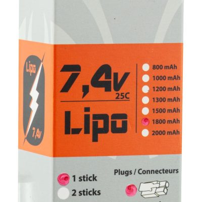 1 stick batterie Lipo 2S 7.4V 1800mAh 25C