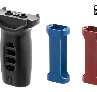 Grip Super slim Keymod avec inserts rouge et bleu