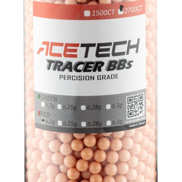 Billes Acetech Tracer 0.20g x 2700 rouges bouteille - BB BILLES TRACER ACETECH  0.20grs bouteille 2700rds - ROUGE