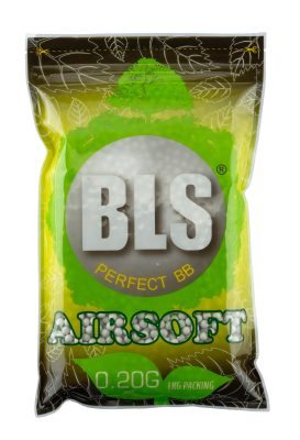 Billes 6mm Airsoft BIO Blanches 0.20G BLS - Carton de 20 sachets 0.20g BLS Bio