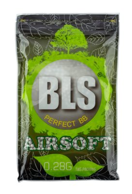 Billes 6mm Airsoft BIO Blanches 0.28g – BLS – Sac de 1 kg - Carton 20 Sachets 1KG - BIO - 0.28g BLS
