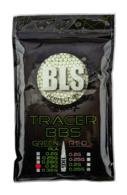 Billes Airsoft Traçantes BLS 0,30 g BIO - Sachet de 1 KG - CARTON DE 20 SACHETS DE BILLES BLS TRACER 1KG VERT - 0.30g BIO
