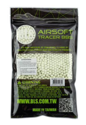 Billes 6mm airsoft traçantes 0.32g  BLS BIO – Sac de 1 kg - CARTON DE 20 SACHETS DE BILLES BLS TRACER 1KG VERT - 0.32g BIO - obrazek 2