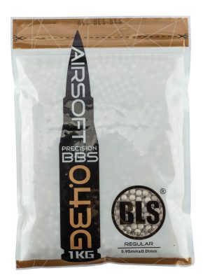 Billes lourdes 0.43g airsoft BLS – Sac de 1 kg - CARTON DE 20 SACHETS DE BILLES BLS STD 1KG - 0.43g