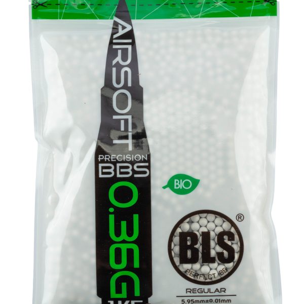 Billes lourdes 0.36g  airsoft biodégradables BLS BIO – Sac de 1 kg - CARTON DE 20 SACHETS DE BILLES BLS STD 1KG - 0.36g BIO