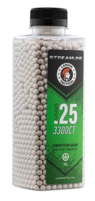 Billes STREAMLINE Bio Lancer Tactical - 0.25g - CARTON DE 12 BOUTEILLES DE 3300 BB's LT STREAMLINE - BIO - 0.25g