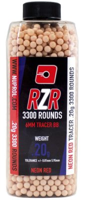 Billes Airsoft 6mm RZR 0.20g bouteilles 3500 bbs TRACER rouges - 0,20g Rouge