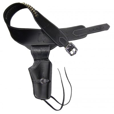 Ceinturon noir avec un holster pour revolver Western