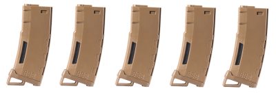 Pack de 5 chargeurs Mid-cap Speed 130 billes pour M4 AEG Tan - CHARGEUR LT 130 rds POLYMER M4/M16 TAN  PACK DE 5