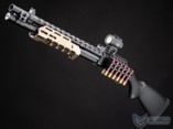 Réplique de fusil à pompe M870 Strike Industries noire et tan