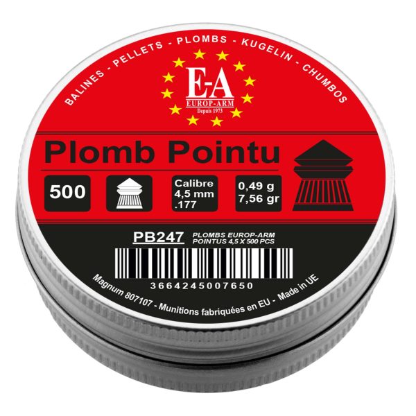 Plombs Europ-Arm à tête pointue cal. 4,5 mm