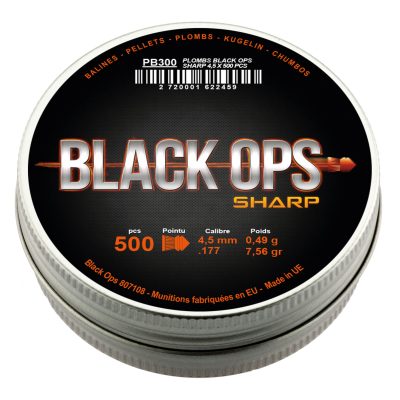 Boîte de 500 plombs Black Ops Sharp à tête pointue cal. 4.5 mm