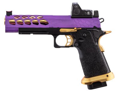 Pistolet Airsoft GBB Stryk Hi-Capa 5.1 Violet et Or Lancer Tactical avec RMR - Pistolet Airsoft GBB Stryk Hi-Capa 5.1 Violet et Or Lancer Tactical - obrazek 4