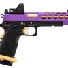 Pistolet Airsoft GBB Stryk Hi-Capa 5.1 Violet et Or Lancer Tactical avec RMR OD-SA-PG9003 asgbox.pl