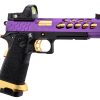 Pistolet Airsoft GBB Stryk Hi-Capa 5.1 Violet et Or Lancer Tactical avec RMR OD-SA-PG9003 asgbox.pl