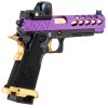 Pistolet Airsoft GBB Stryk Hi-Capa 5.1 Violet et Or Lancer Tactical avec RMR OD-SA-PG9003 asgbox.pl