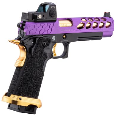 Pistolet Airsoft GBB Stryk Hi-Capa 5.1 Violet et Or Lancer Tactical avec RMR - Pistolet Airsoft GBB Stryk Hi-Capa 5.1 Violet et Or Lancer Tactical - obrazek 6