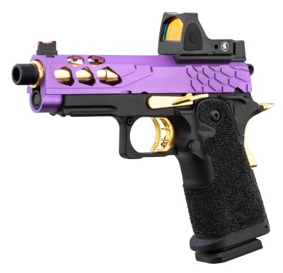 Lancer Tactical Stryk Hi-Capa 4.3 Violet/Or + RMR - Pistolet Airsoft GBB Stryk Hi-Capa 4.3 + RMR violet/or Lancer Tactical
