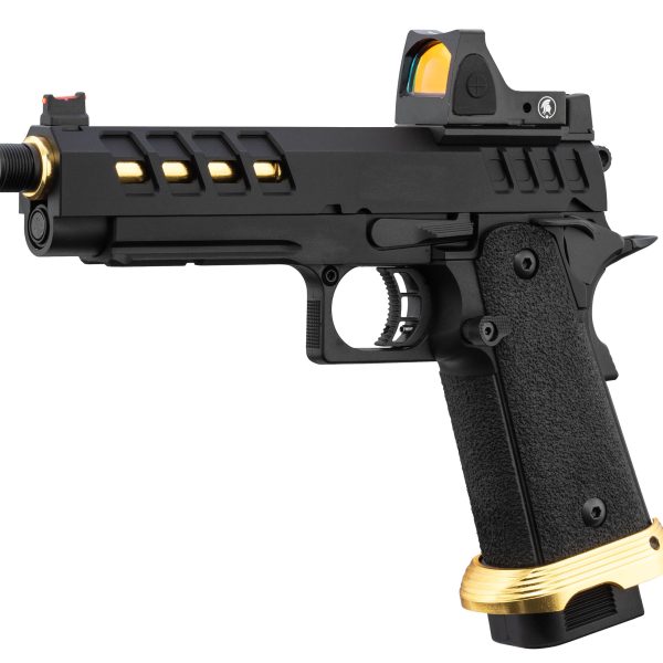Lancer Tactical HERACLES Hi-Capa 5.1 Noir/Gold RMR - Pistolet Airsoft GBB HERACLES Hi-Capa 5.1 Noir/Gold avec RMR Lancer Tactical