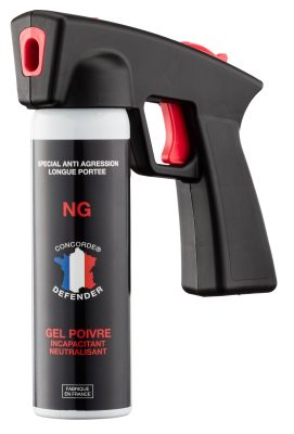 Aérosol GEL POIVRE 100 ml avec poignée - Nouvelle génération - Gel poivre 100ml Poignée nouvelle génération