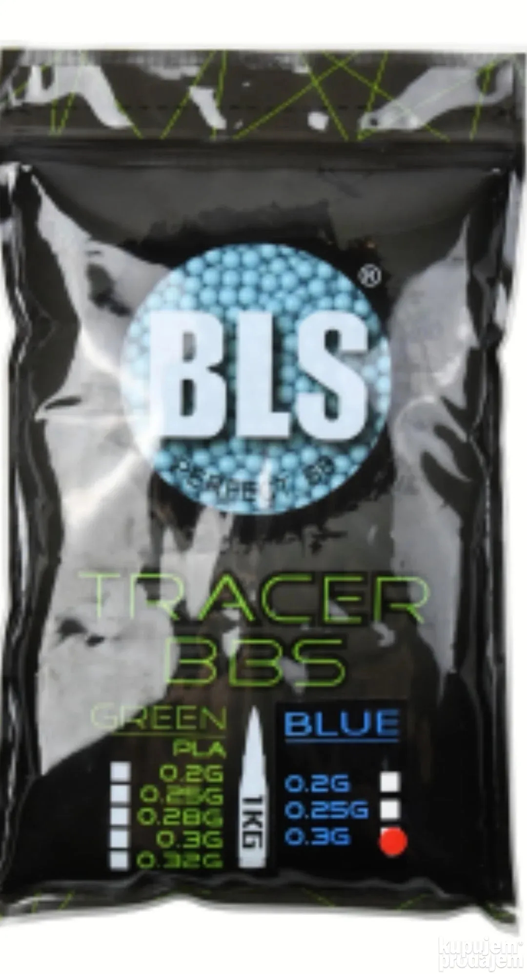 83379 BLS TRACER Airsoft Pellets 0.30g, 3300 BBs (Bag) – Blue - obrazek 1