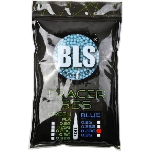 BLS TRACER Airsoft Pellets 0.28g, 3500 BBs (Bag) – Blue