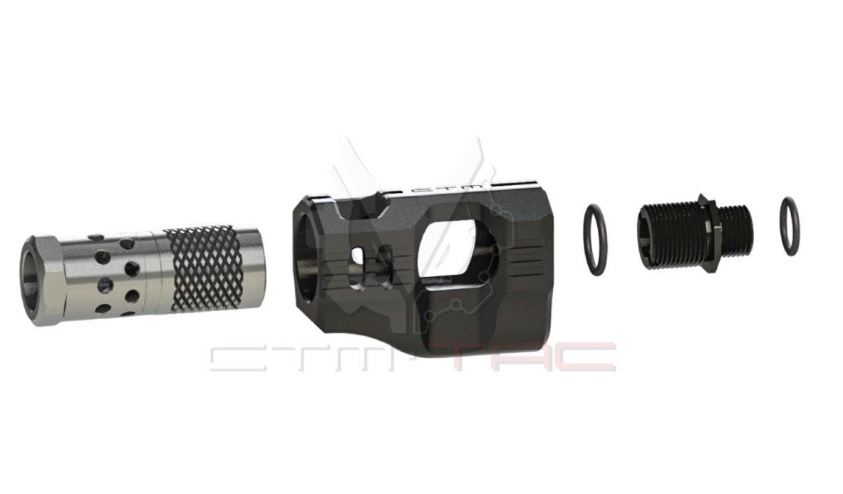 84138 CTM Hi-Capa CNC Aluminum Compensator – Black / Silver - obrazek 5