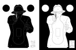 100 cibles cartons silhouette Police 51 x 71 cm - Noire sur fond blanc