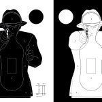 100 cibles cartons silhouette Police 51 x 71 cm - Noire sur fond blanc