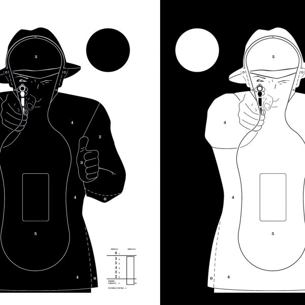 100 cibles cartons silhouette Police 51 x 71 cm - Noire sur fond blanc