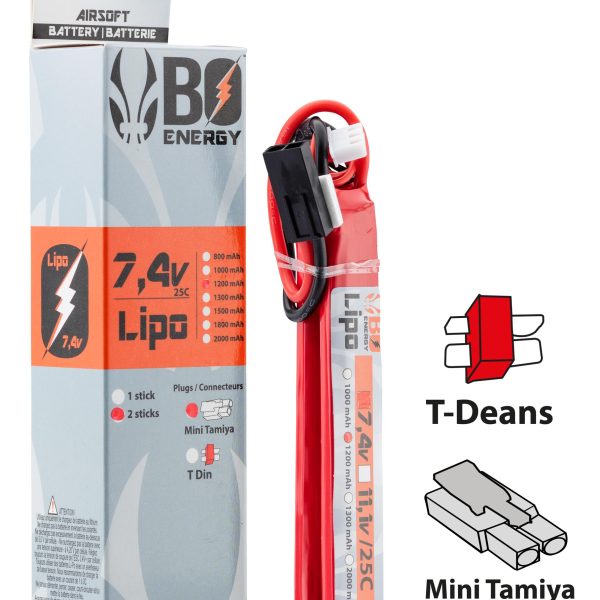 2 sticks batterie Lipo 2S 7.4V 1200mAh 25C - 2 sticks - 1200mah 25C - Mini Tamyia