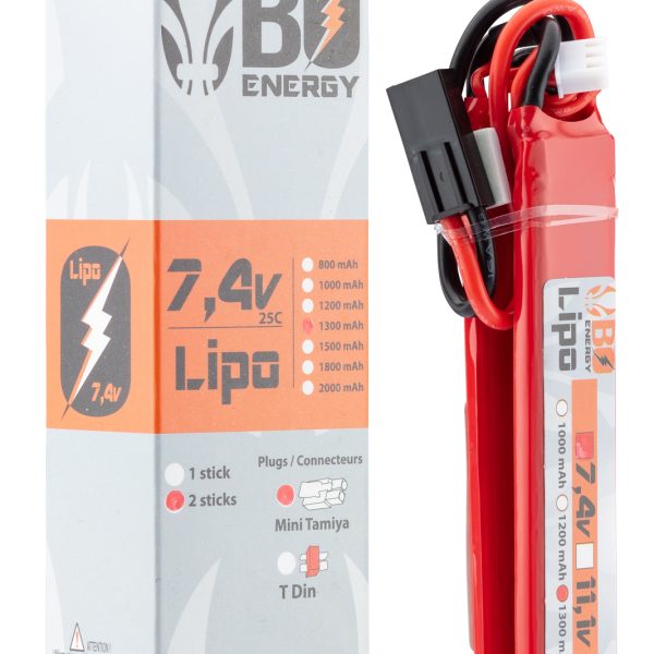 2 sticks batterie Lipo 2S 7.4V 1300mAh 25C - 2 sticks - 1300mah 25C - Mini Tamyia