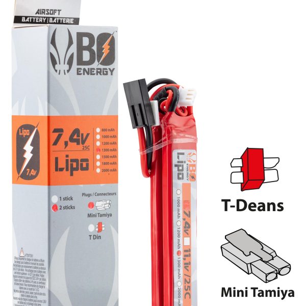 2 sticks batterie Lipo 2S 7.4V 1300mAh 25C - 2 sticks - 1300mAh 25C - Mini Tamyia