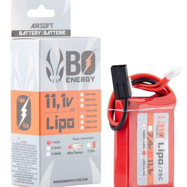 1 stick batterie Lipo 3S 11.1V 1200mAh 25C - 1 stick - 1200mAh 25C - Mini Tamyia