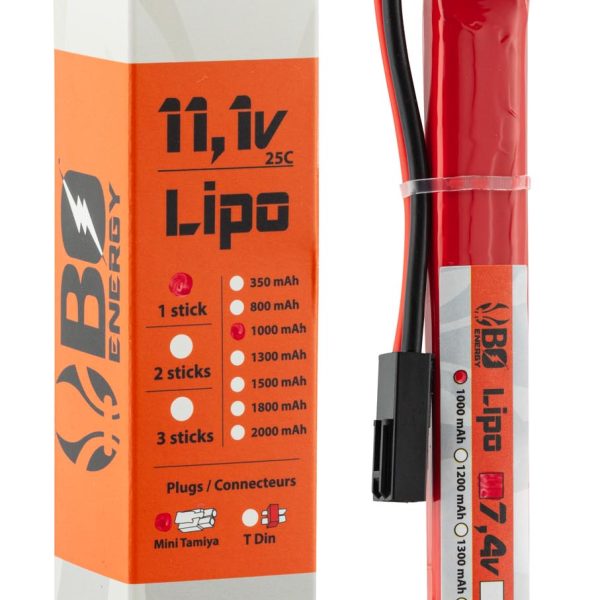 1 stick batterie Lipo 3S 11.1V 1000mAh 25C - 1 stick - 1000mAh 25C - Mini Tamyia