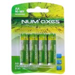 Rechargeable batteries type AA HR6 1.2 v - NUM'AXES - Blister pack 4 AA HR6 Ni-MH 1.2 V 2600 mAh rechargeable batteries