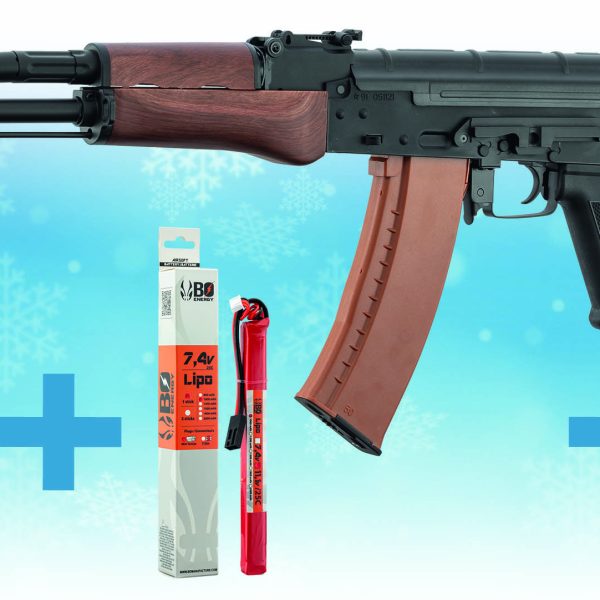 AEG AK74 replica Christmas pack + Lipo battery + charger +  cover -