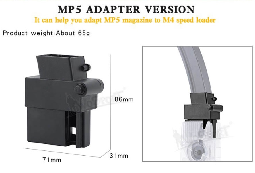 84585 WST LEVER / M12 ODIN Adapter for MP5 Magazines – Black - obrazek 3