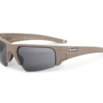 ESS Crowbar Tactical Sunglasses Silver Logo Terrain Tan Frame Grey/Clear