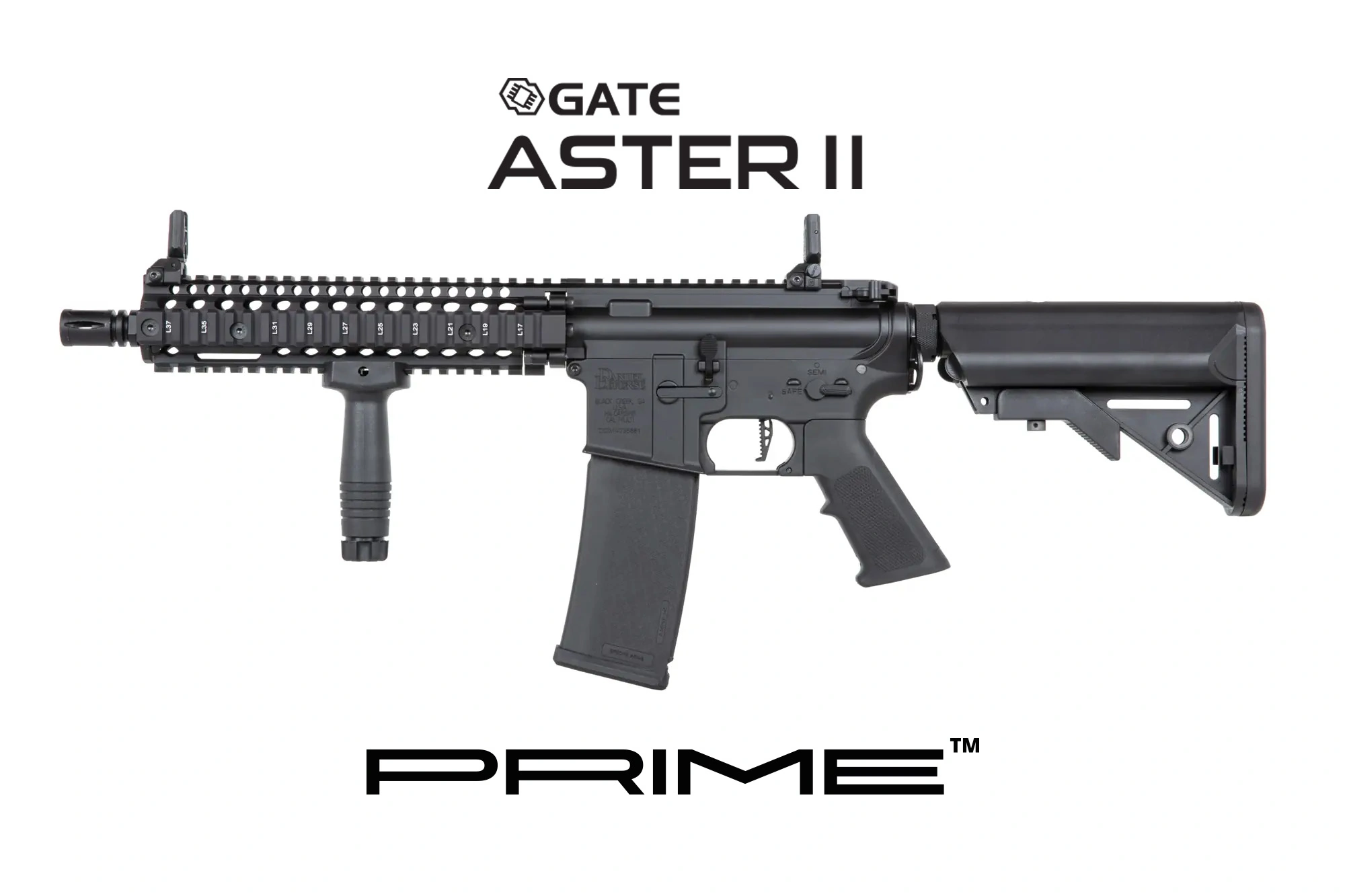 Karabinek ASG Specna Arms Daniel Defense® MK18 SA-P19 Prime™ Aster II ETU z silnikiem bezszczotkowym Czarny